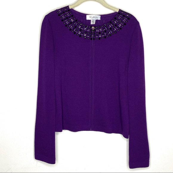 St. John Collection purple beaded Santana knit